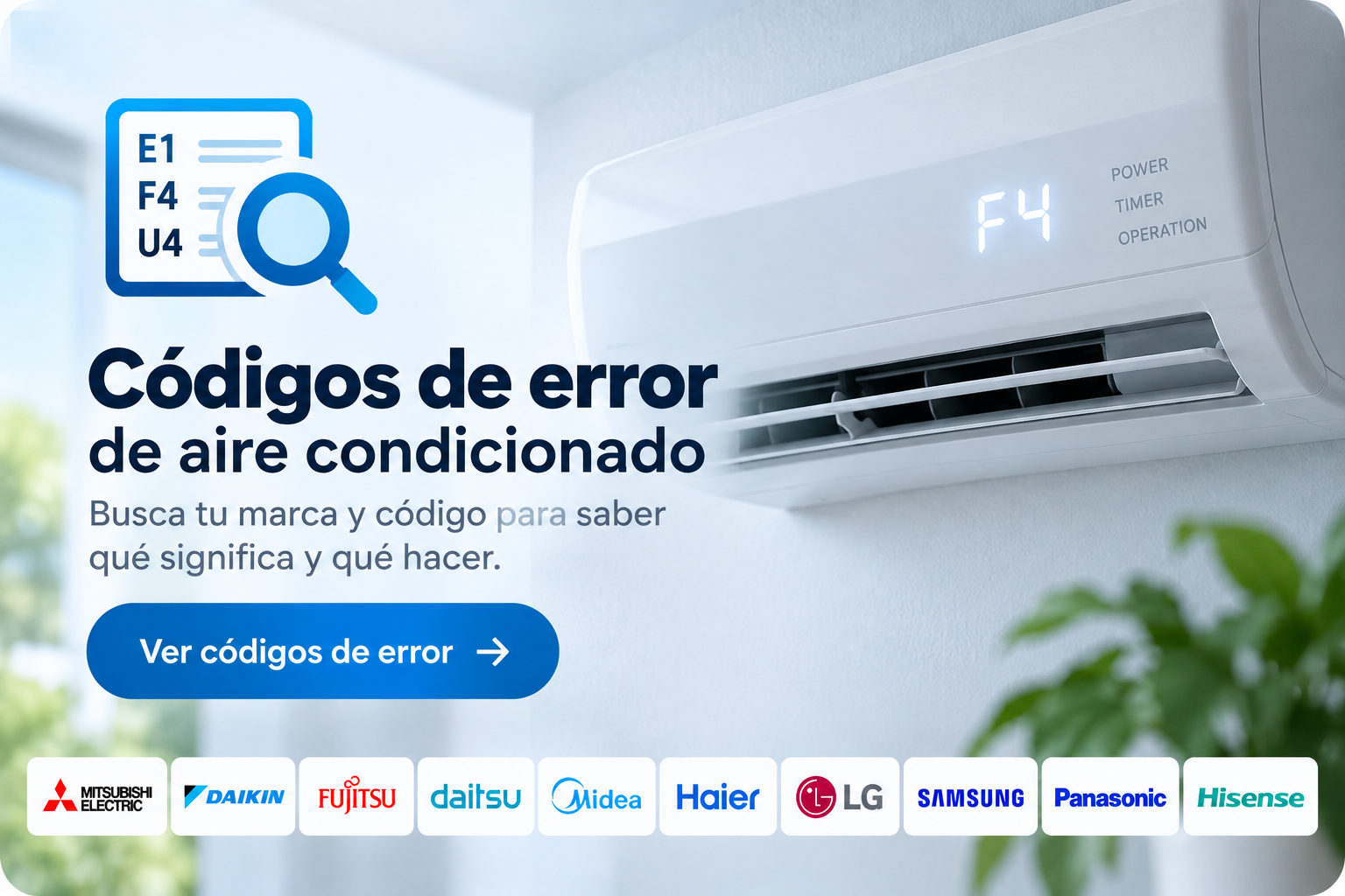 Guía visual para buscar códigos de error de aire acondicionado por marca