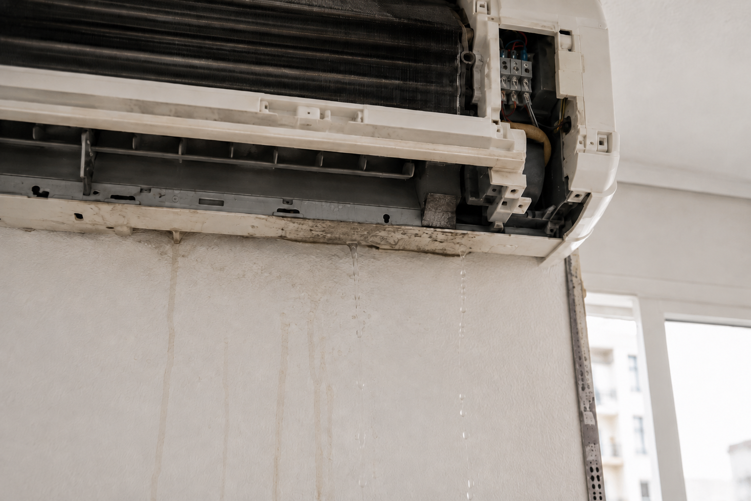Aire acondicionado split goteando por un problema de desagüe en Málaga